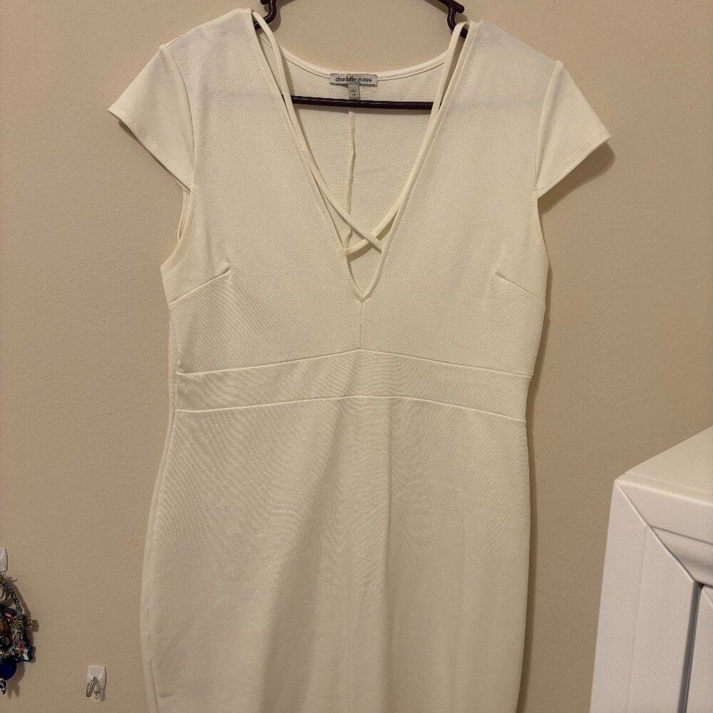 Charlotte Russe White Dress with Plunging Neckline
